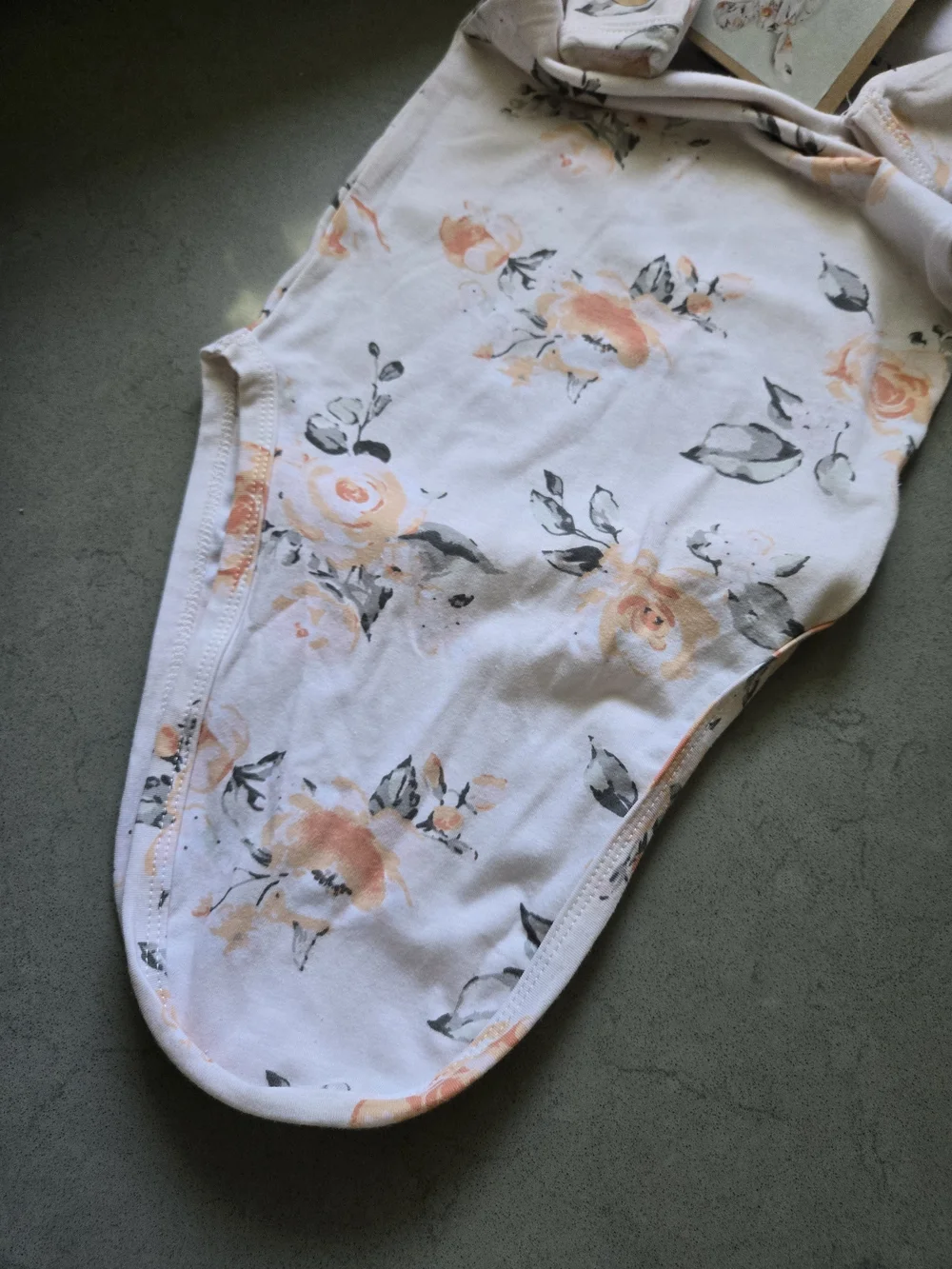 Baby Essentials Floral Swaddle & Headband Set - White/Peach